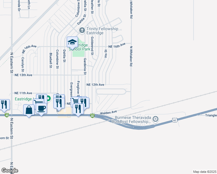 map of restaurants, bars, coffee shops, grocery stores, and more near Picturesque Circle in Amarillo