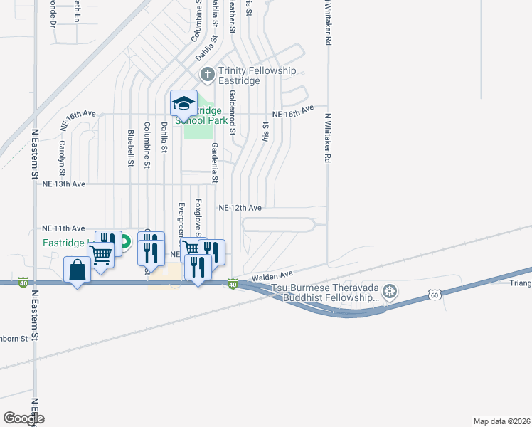 map of restaurants, bars, coffee shops, grocery stores, and more near 1202 Iris Street in Amarillo