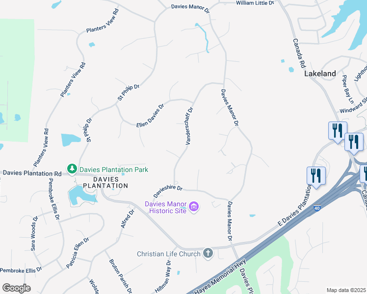 map of restaurants, bars, coffee shops, grocery stores, and more near 3689 Vanderschaff Drive in Memphis