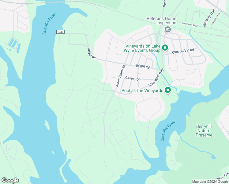 map of restaurants, bars, coffee shops, grocery stores, and more near 5335 Amos Smith Road in Charlotte