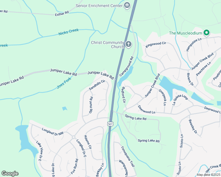 map of restaurants, bars, coffee shops, grocery stores, and more near 170 Sandhills Circle in Pinehurst