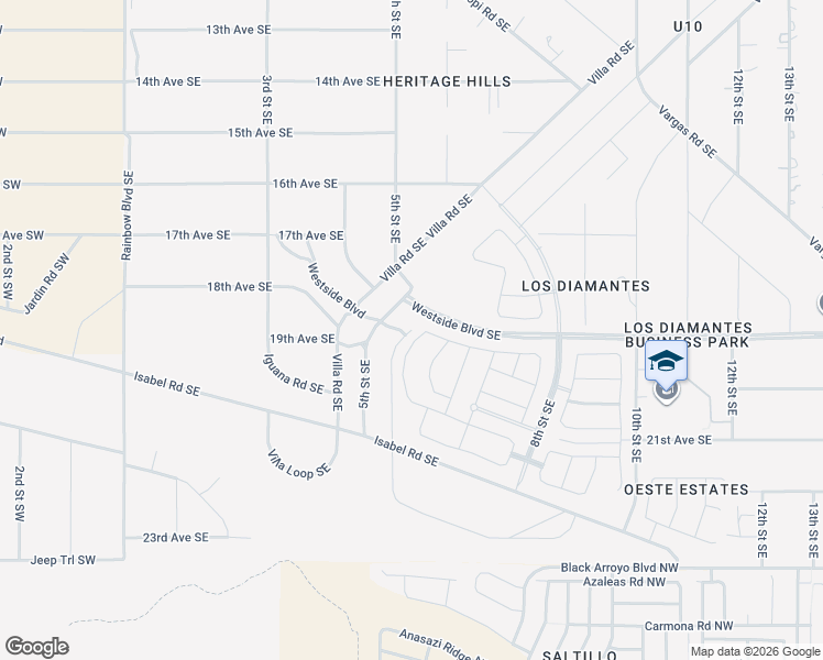 map of restaurants, bars, coffee shops, grocery stores, and more near 1721 Viga Road Southeast in Rio Rancho