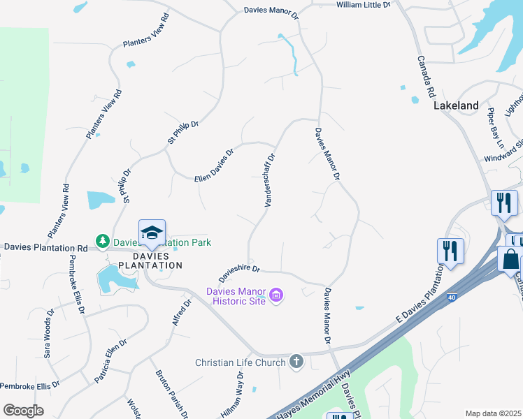 map of restaurants, bars, coffee shops, grocery stores, and more near 3689 Vanderschaff Drive in Memphis