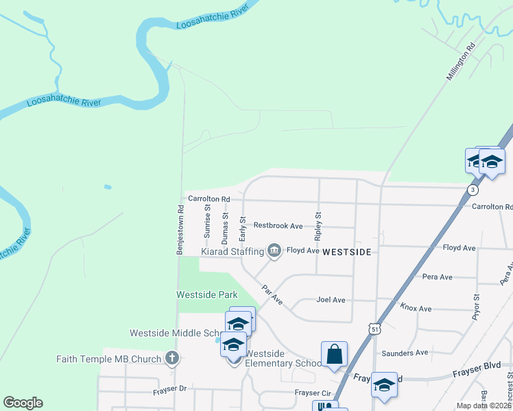map of restaurants, bars, coffee shops, grocery stores, and more near 834 Carrolton Avenue in Memphis