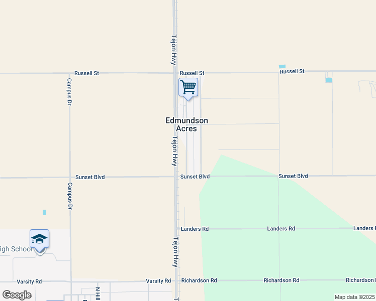 map of restaurants, bars, coffee shops, grocery stores, and more near 25463 Barbara Street in Arvin