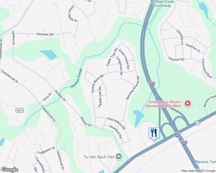 map of restaurants, bars, coffee shops, grocery stores, and more near 8703 Balsam Bay Road in Charlotte