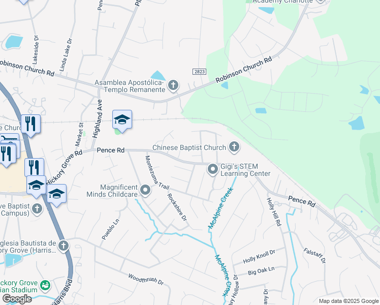 map of restaurants, bars, coffee shops, grocery stores, and more near in Charlotte