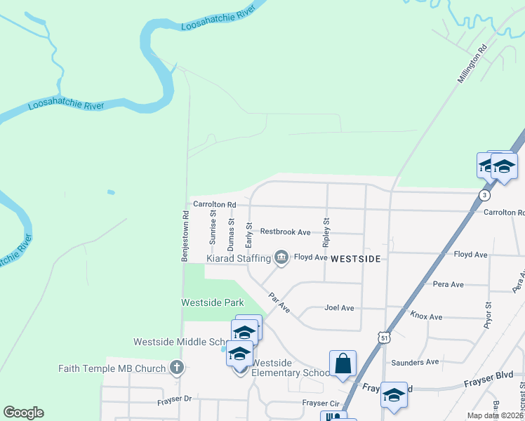 map of restaurants, bars, coffee shops, grocery stores, and more near 834 Carrolton Avenue in Memphis