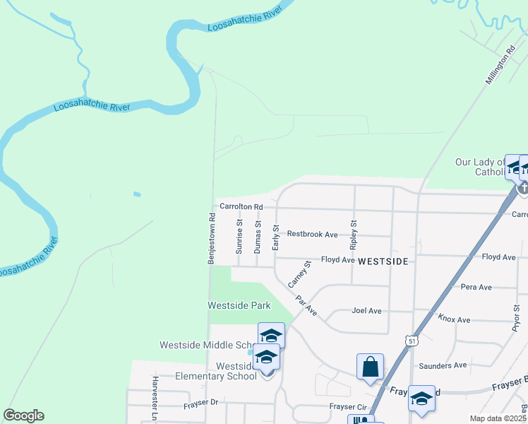 map of restaurants, bars, coffee shops, grocery stores, and more near 791 Carrolton Avenue in Memphis