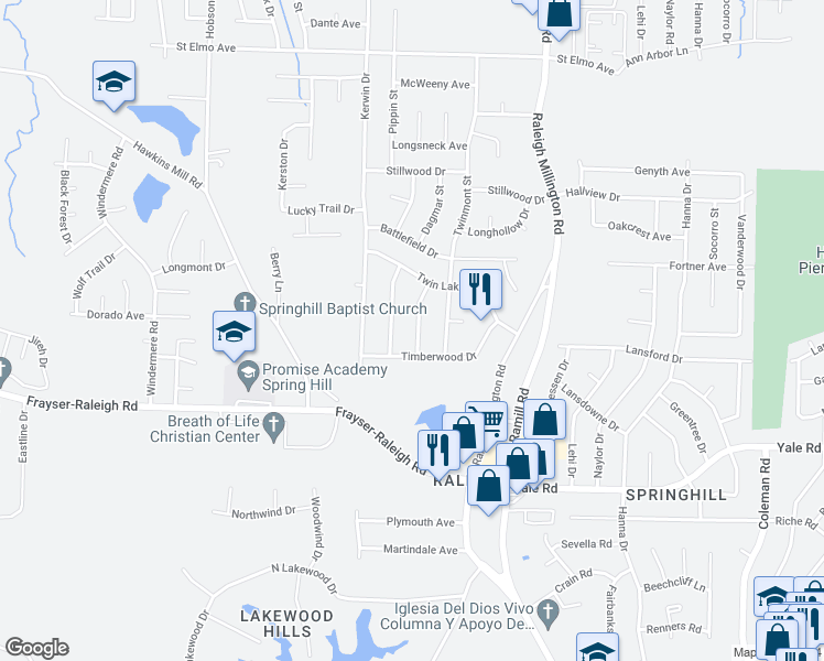 map of restaurants, bars, coffee shops, grocery stores, and more near 3661 Dagmar Street in Memphis