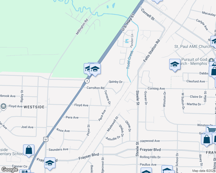 map of restaurants, bars, coffee shops, grocery stores, and more near 1324 Quinby Drive in Memphis