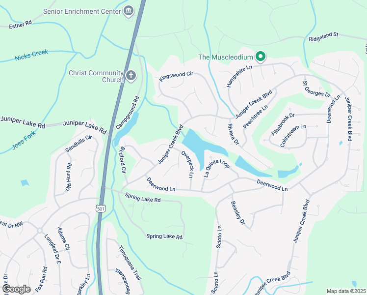 map of restaurants, bars, coffee shops, grocery stores, and more near 24 Overpeck Lane in Pinehurst