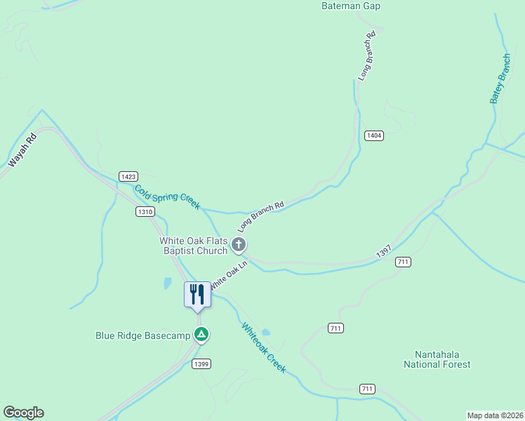map of restaurants, bars, coffee shops, grocery stores, and more near 482 State Road 1404 in Topton