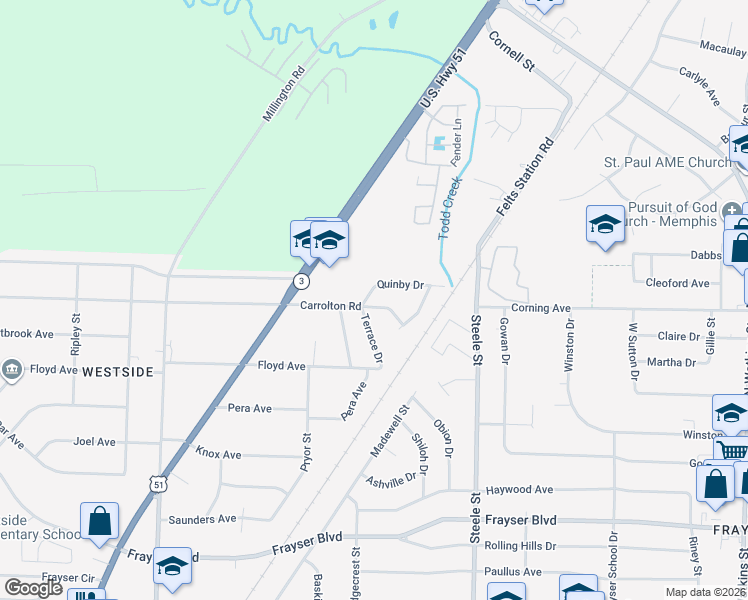 map of restaurants, bars, coffee shops, grocery stores, and more near 1324 Quinby Drive in Memphis