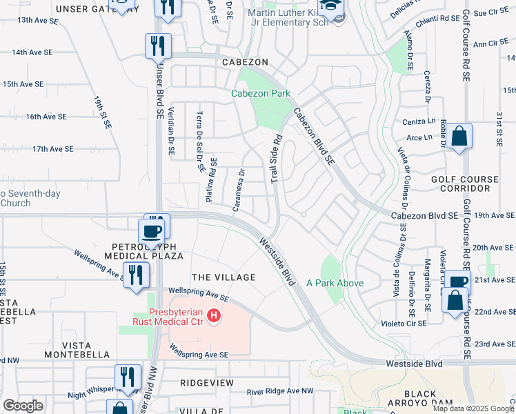 map of restaurants, bars, coffee shops, grocery stores, and more near 1919 Tapatio Street in Rio Rancho