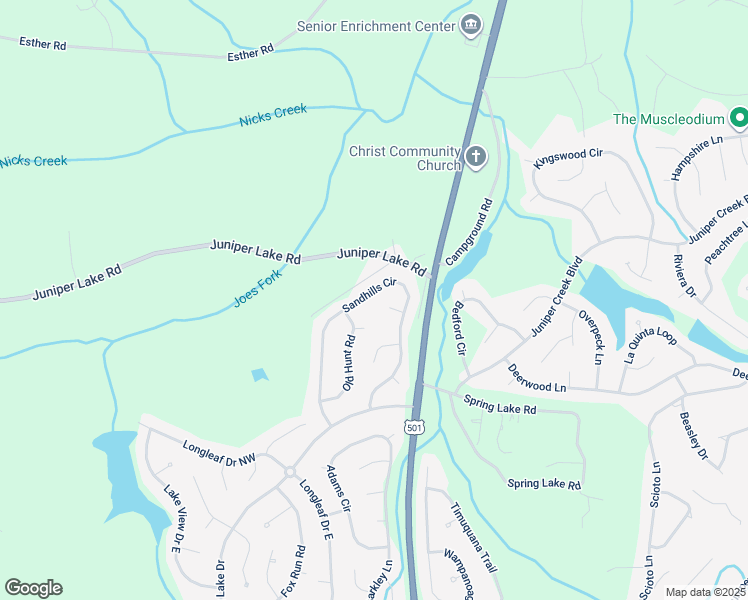 map of restaurants, bars, coffee shops, grocery stores, and more near 275 Sandhills Circle in Pinehurst
