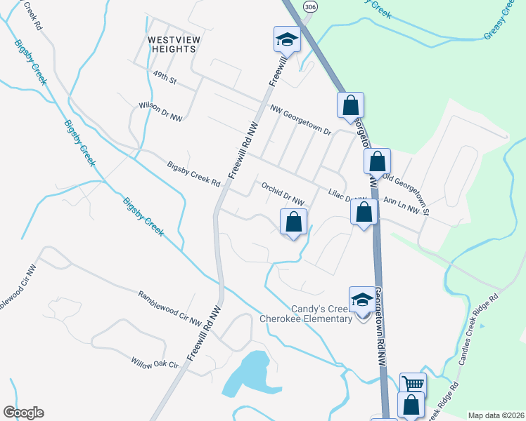 map of restaurants, bars, coffee shops, grocery stores, and more near 296 Gardenia Avenue Northwest in Cleveland