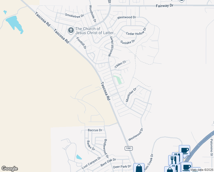 map of restaurants, bars, coffee shops, grocery stores, and more near 6799 Bengal Court in Amarillo