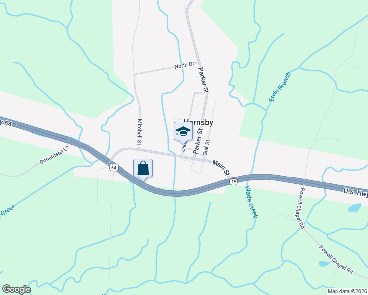 map of restaurants, bars, coffee shops, grocery stores, and more near 50 Church Street in Hornsby