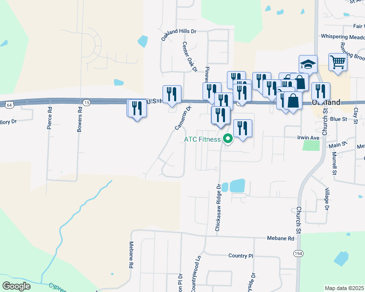 map of restaurants, bars, coffee shops, grocery stores, and more near 15 Winding Creek Cove in Oakland