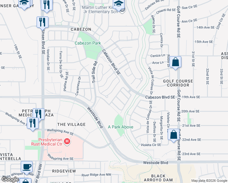 map of restaurants, bars, coffee shops, grocery stores, and more near 1949 Cortina Loop Southeast in Rio Rancho