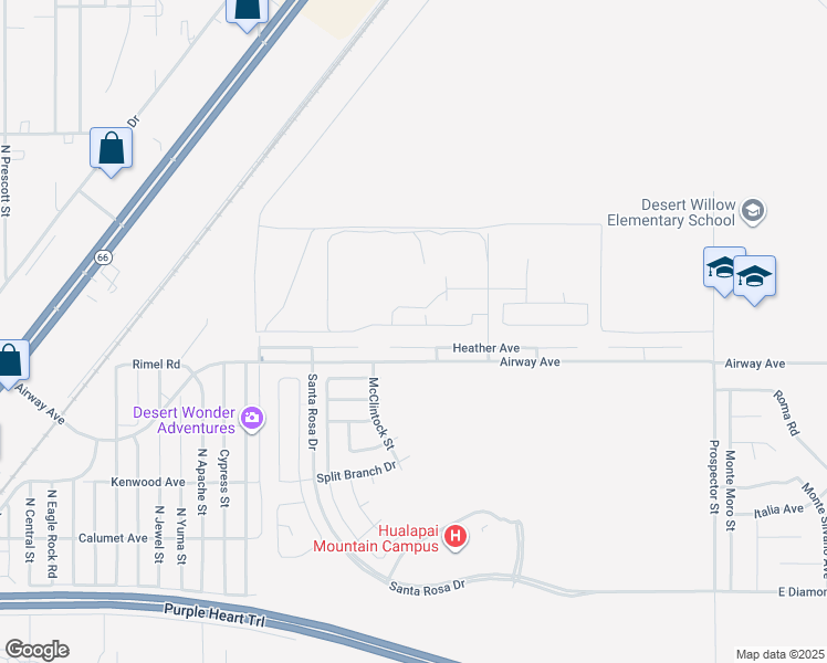 map of restaurants, bars, coffee shops, grocery stores, and more near 3680 Richie Drive in Kingman
