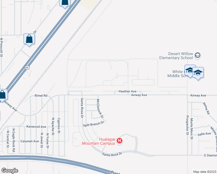 map of restaurants, bars, coffee shops, grocery stores, and more near 3686 Richie Drive in Kingman