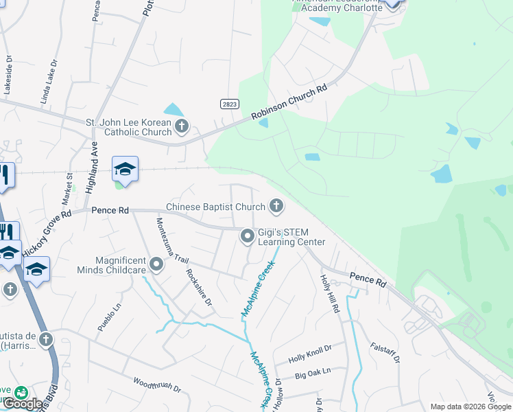 map of restaurants, bars, coffee shops, grocery stores, and more near in Charlotte