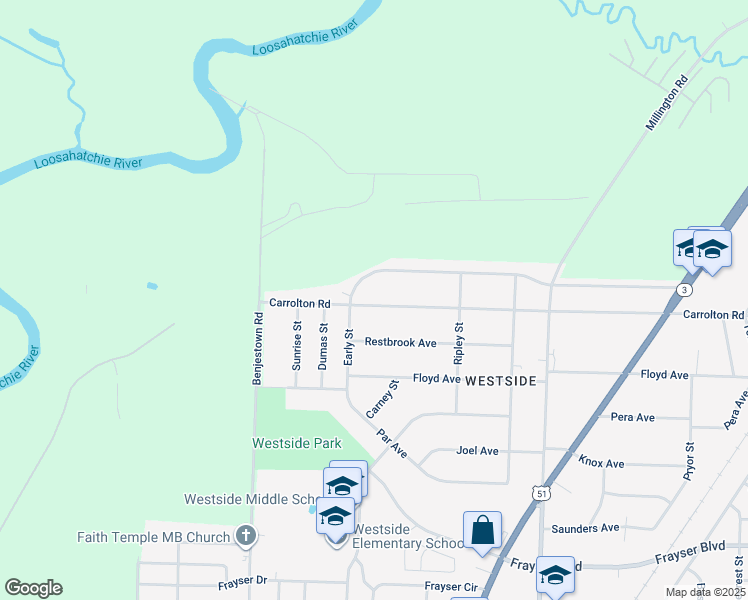 map of restaurants, bars, coffee shops, grocery stores, and more near 844 Carrolton Avenue in Memphis