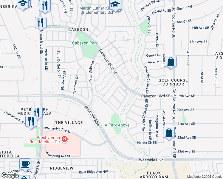 map of restaurants, bars, coffee shops, grocery stores, and more near 1949 Cortina Loop Southeast in Rio Rancho