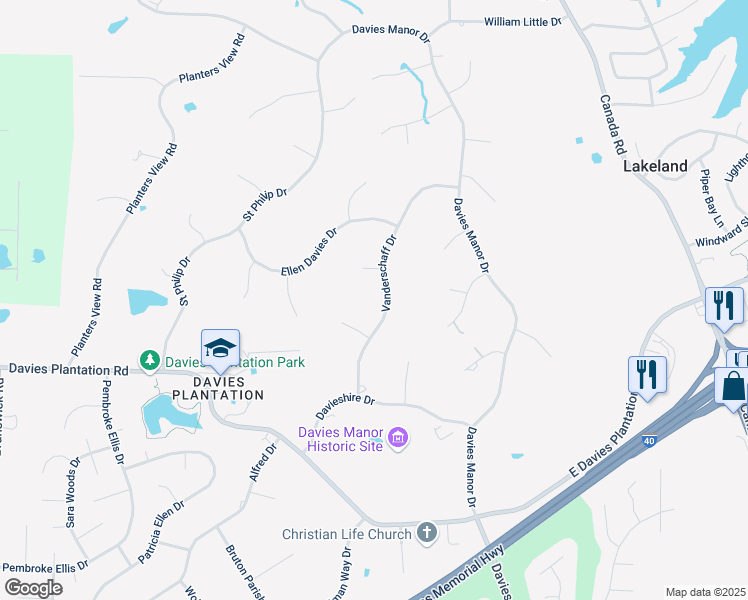 map of restaurants, bars, coffee shops, grocery stores, and more near 3689 Vanderschaff Drive in Memphis