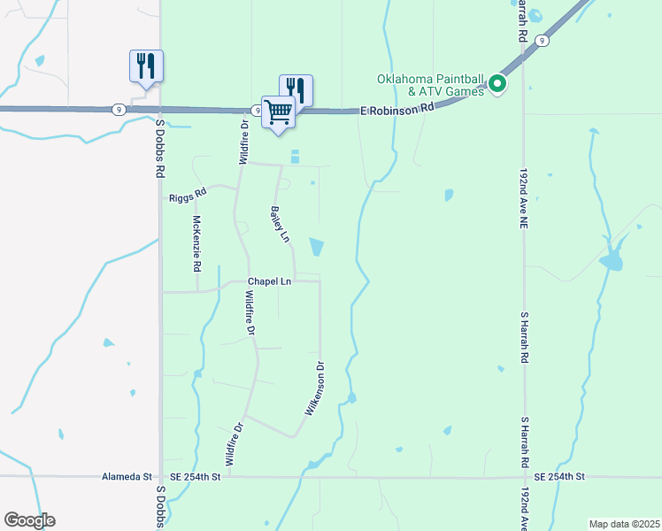map of restaurants, bars, coffee shops, grocery stores, and more near 699 Wilkenson Drive in Norman