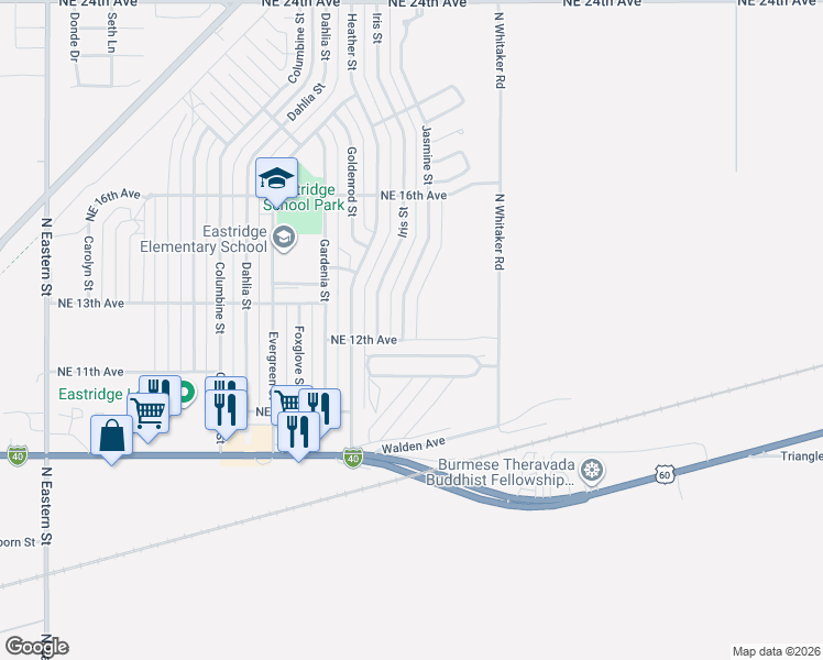 map of restaurants, bars, coffee shops, grocery stores, and more near 1204 Jasmine Street in Amarillo