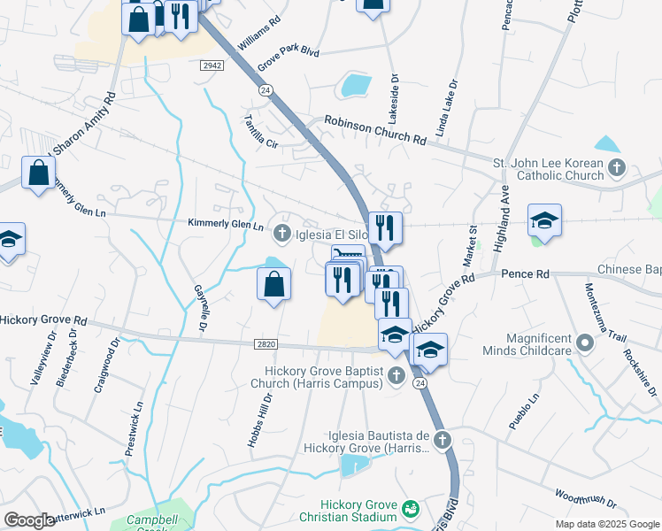 map of restaurants, bars, coffee shops, grocery stores, and more near 5511 Keyway Boulevard in Charlotte