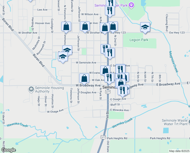map of restaurants, bars, coffee shops, grocery stores, and more near 310 North Highland Street in Seminole