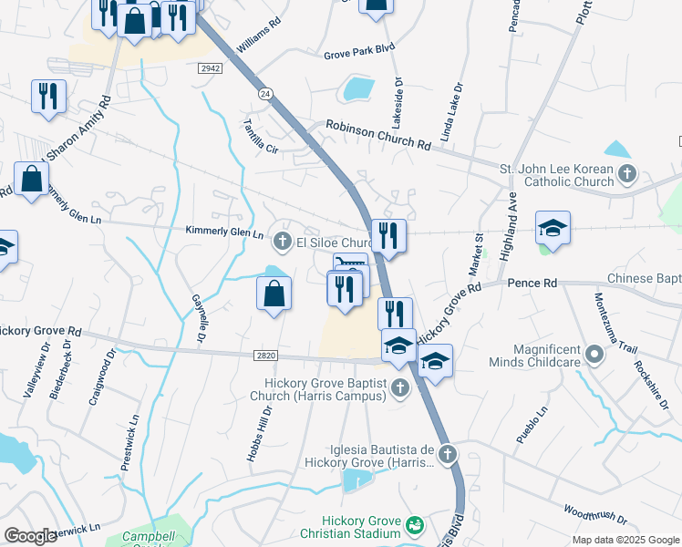 map of restaurants, bars, coffee shops, grocery stores, and more near 5625 Keyway Boulevard in Charlotte