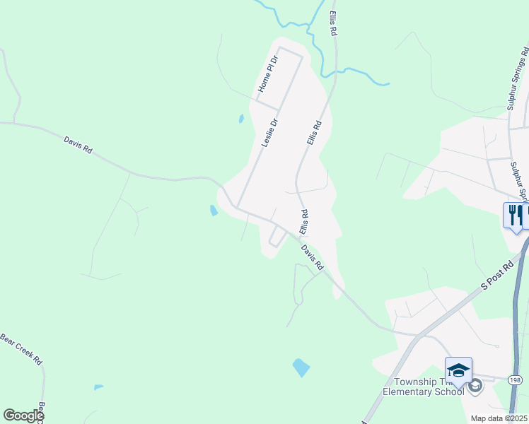 map of restaurants, bars, coffee shops, grocery stores, and more near 309 Davis Road in Shelby