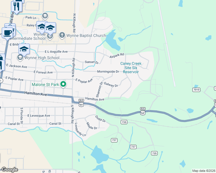 map of restaurants, bars, coffee shops, grocery stores, and more near 8 Galway Drive in Wynne