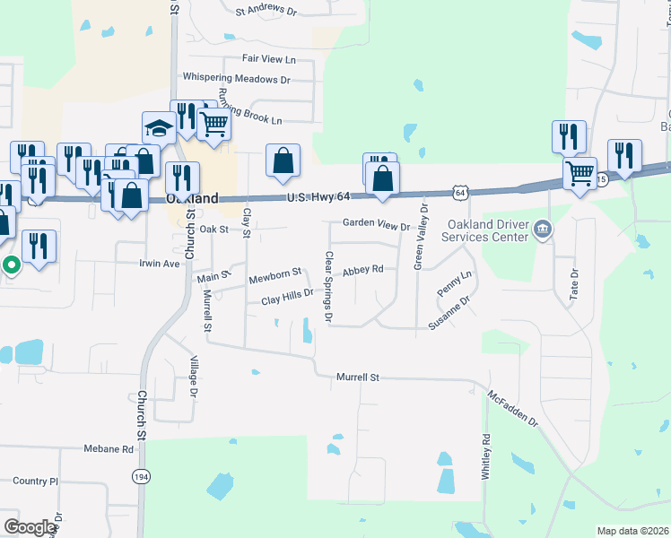 map of restaurants, bars, coffee shops, grocery stores, and more near 125 Abbey Road in Oakland