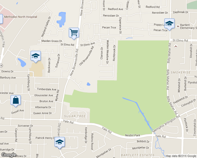 map of restaurants, bars, coffee shops, grocery stores, and more near 5589 Blackburg Drive in Memphis