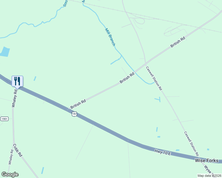 map of restaurants, bars, coffee shops, grocery stores, and more near 229-289 British Road in Kinston