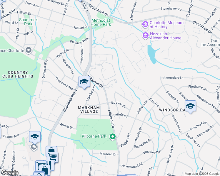 map of restaurants, bars, coffee shops, grocery stores, and more near in Charlotte