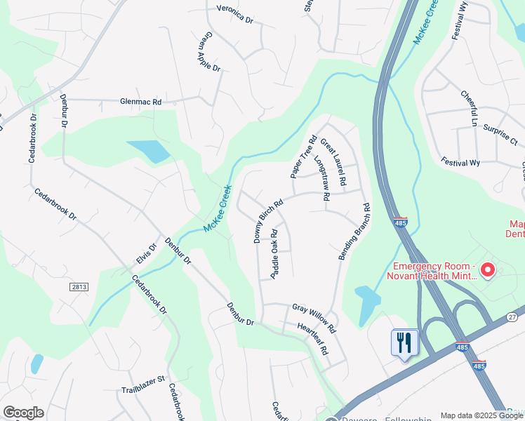 map of restaurants, bars, coffee shops, grocery stores, and more near 9203 Yellow Oak Road in Charlotte