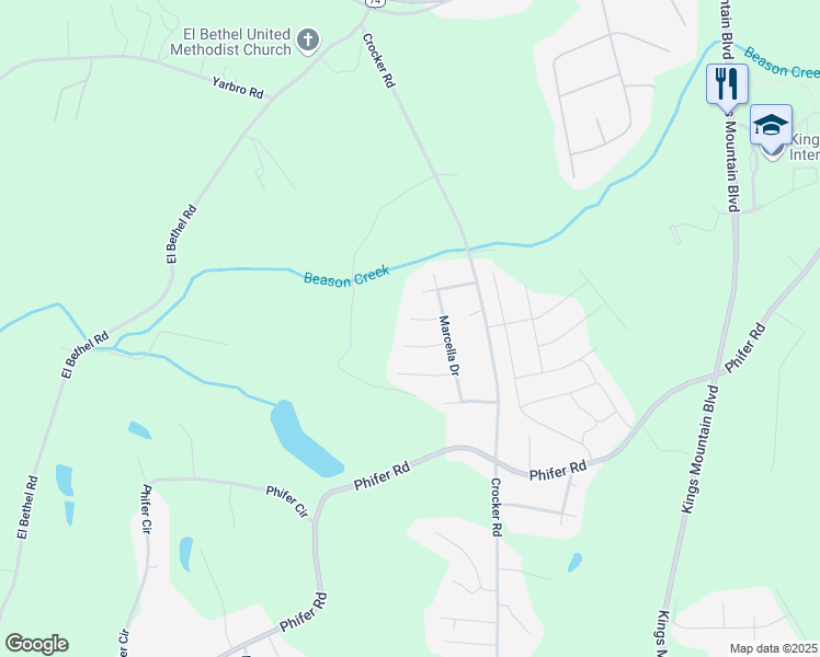 map of restaurants, bars, coffee shops, grocery stores, and more near 100-198 Landrum Ln in Kings Mountain