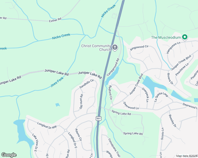 map of restaurants, bars, coffee shops, grocery stores, and more near 190 Sandhills Circle in West End