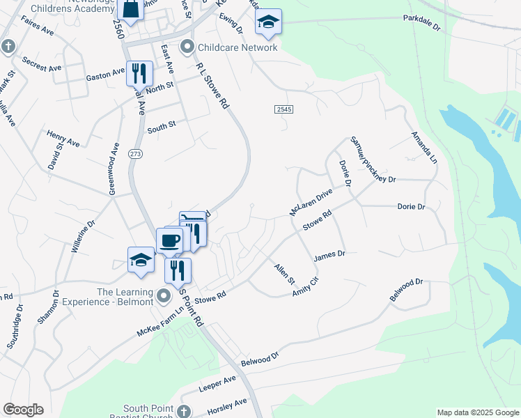 map of restaurants, bars, coffee shops, grocery stores, and more near in Belmont