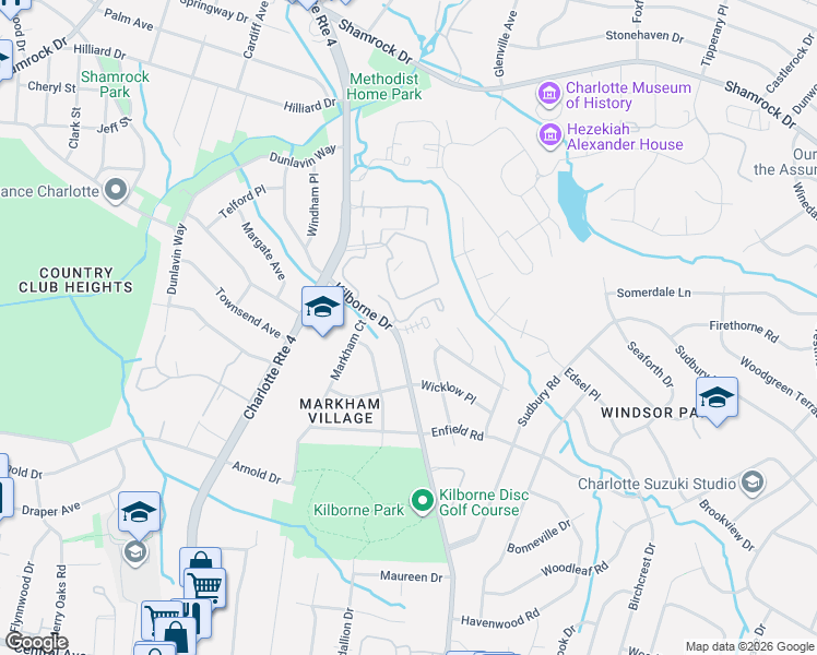 map of restaurants, bars, coffee shops, grocery stores, and more near in Charlotte