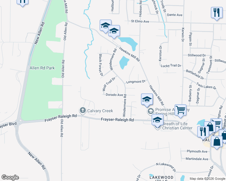 map of restaurants, bars, coffee shops, grocery stores, and more near 3613 Dorado Avenue in Memphis