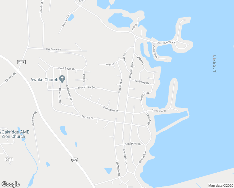 map of restaurants, bars, coffee shops, grocery stores, and more near 720 Ginesing Drive in Vass