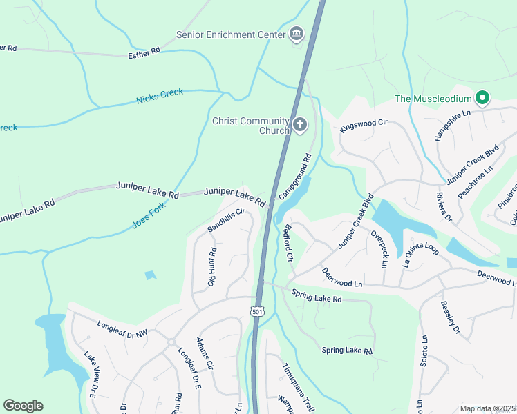 map of restaurants, bars, coffee shops, grocery stores, and more near 1 Juniper Lake Road in Moore County